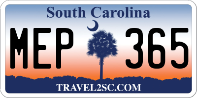 SC license plate MEP365