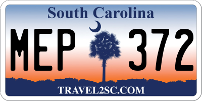 SC license plate MEP372