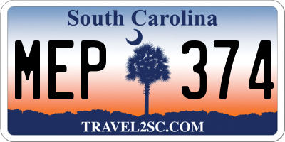 SC license plate MEP374