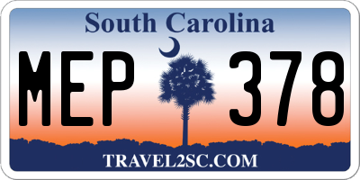 SC license plate MEP378