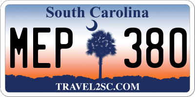 SC license plate MEP380