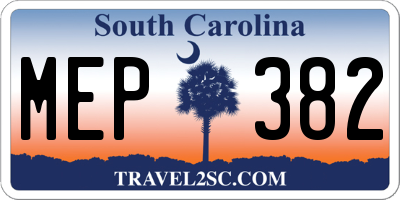 SC license plate MEP382