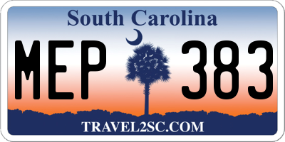 SC license plate MEP383
