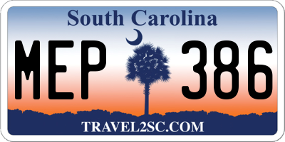 SC license plate MEP386