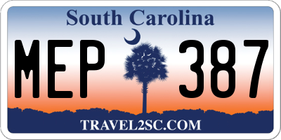 SC license plate MEP387