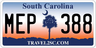 SC license plate MEP388