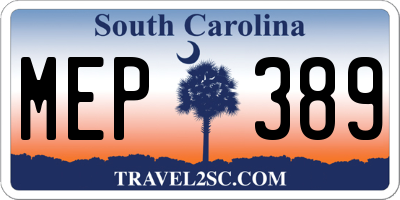 SC license plate MEP389