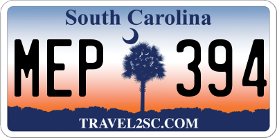 SC license plate MEP394