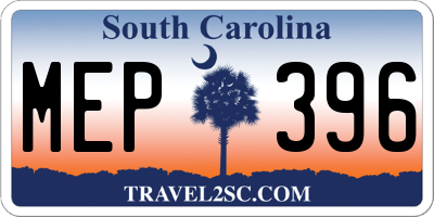 SC license plate MEP396