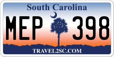 SC license plate MEP398