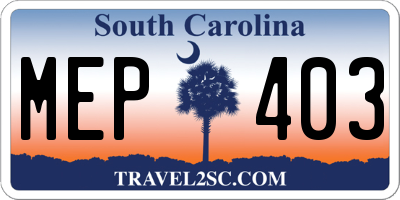 SC license plate MEP403