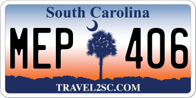 SC license plate MEP406