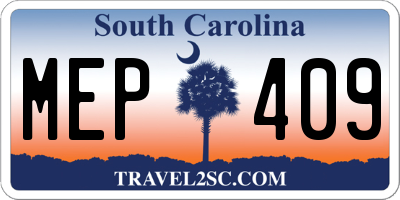 SC license plate MEP409