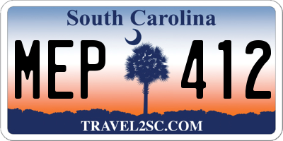 SC license plate MEP412