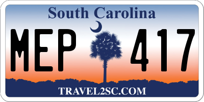 SC license plate MEP417