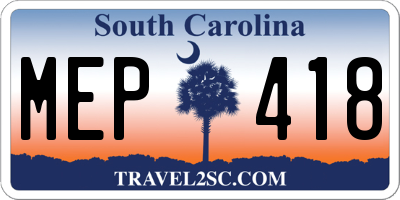 SC license plate MEP418