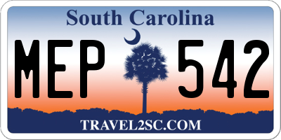 SC license plate MEP542
