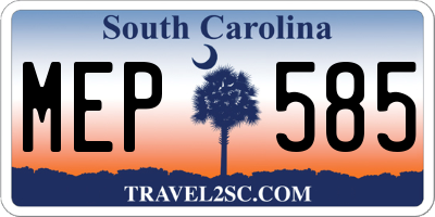 SC license plate MEP585