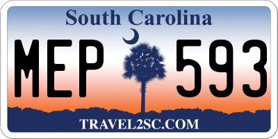 SC license plate MEP593