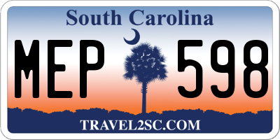 SC license plate MEP598
