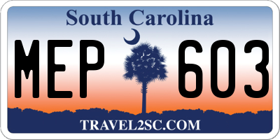 SC license plate MEP603
