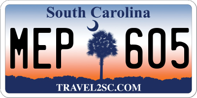 SC license plate MEP605