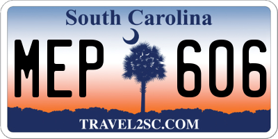 SC license plate MEP606