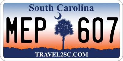 SC license plate MEP607