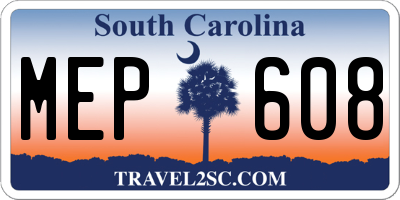 SC license plate MEP608