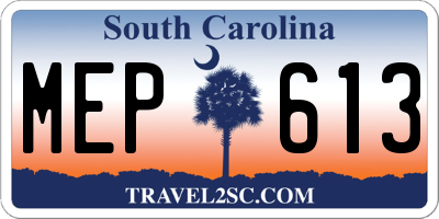 SC license plate MEP613
