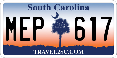 SC license plate MEP617