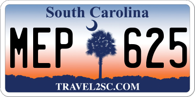 SC license plate MEP625