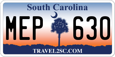 SC license plate MEP630