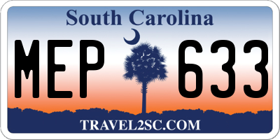SC license plate MEP633