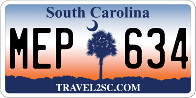 SC license plate MEP634