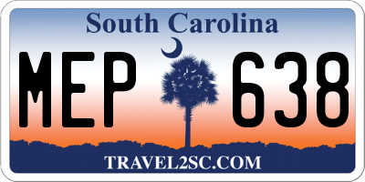 SC license plate MEP638