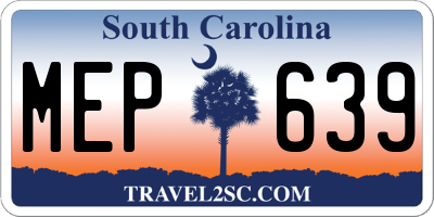 SC license plate MEP639