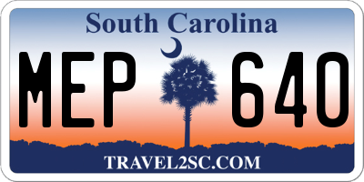 SC license plate MEP640