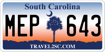 SC license plate MEP643