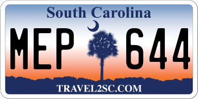 SC license plate MEP644