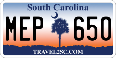 SC license plate MEP650