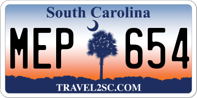 SC license plate MEP654