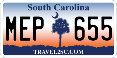 SC license plate MEP655