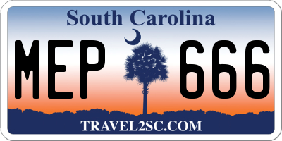 SC license plate MEP666