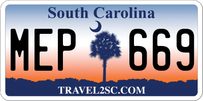 SC license plate MEP669