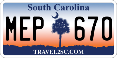 SC license plate MEP670