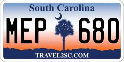 SC license plate MEP680