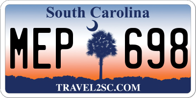 SC license plate MEP698