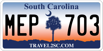 SC license plate MEP703