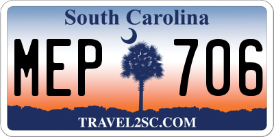 SC license plate MEP706